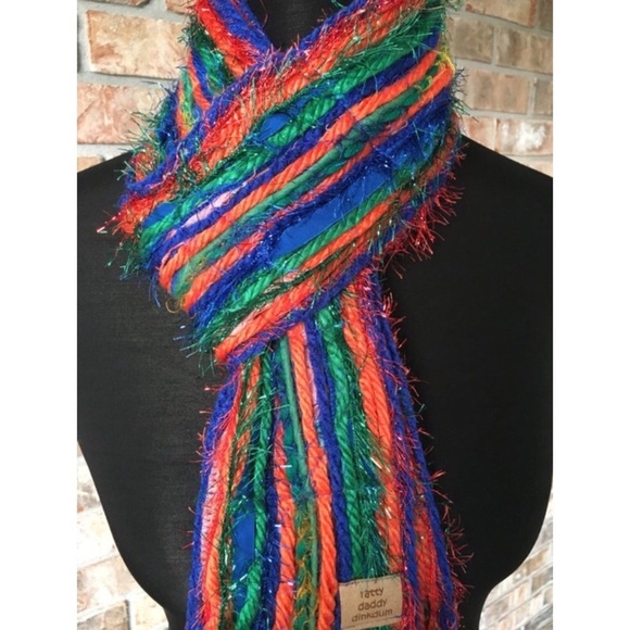 FLORIDA GATORS Scarf Handmade Blue Orange Green Game Day Metallic Eyelash Yarn - Picture 3 of 5